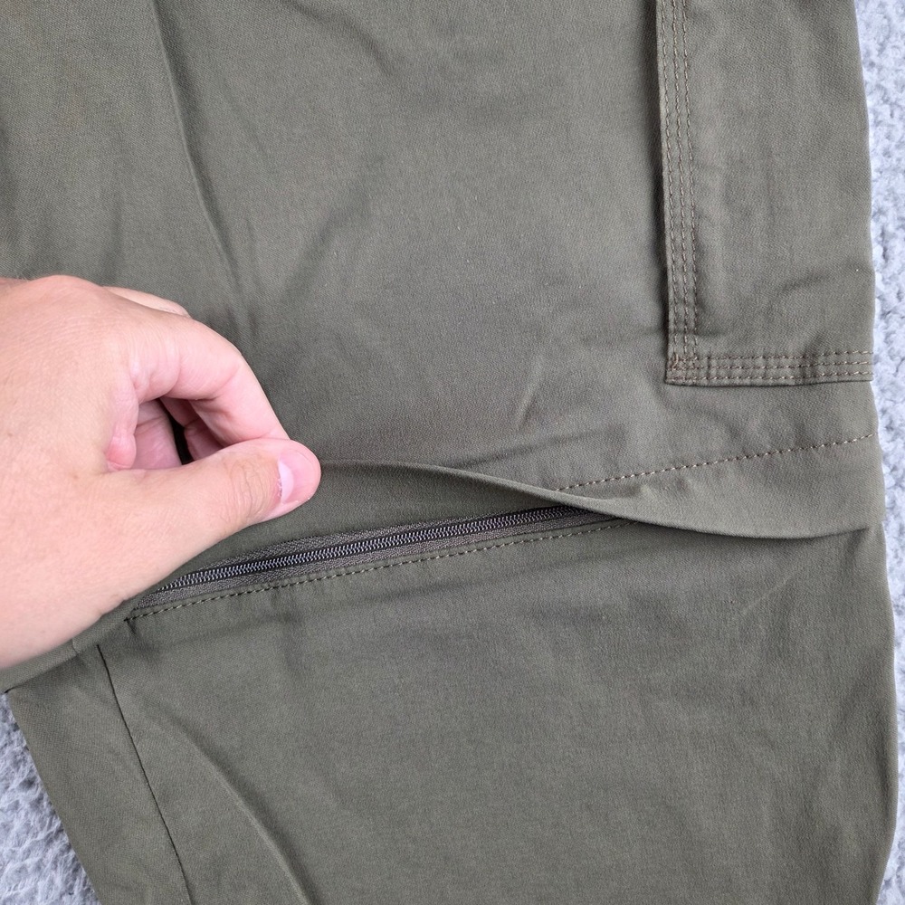 Prana Zion Convertible Cargo Hiking Pants Mens 38x32 Green Stretch Zip Off - Picture 3 of 13
